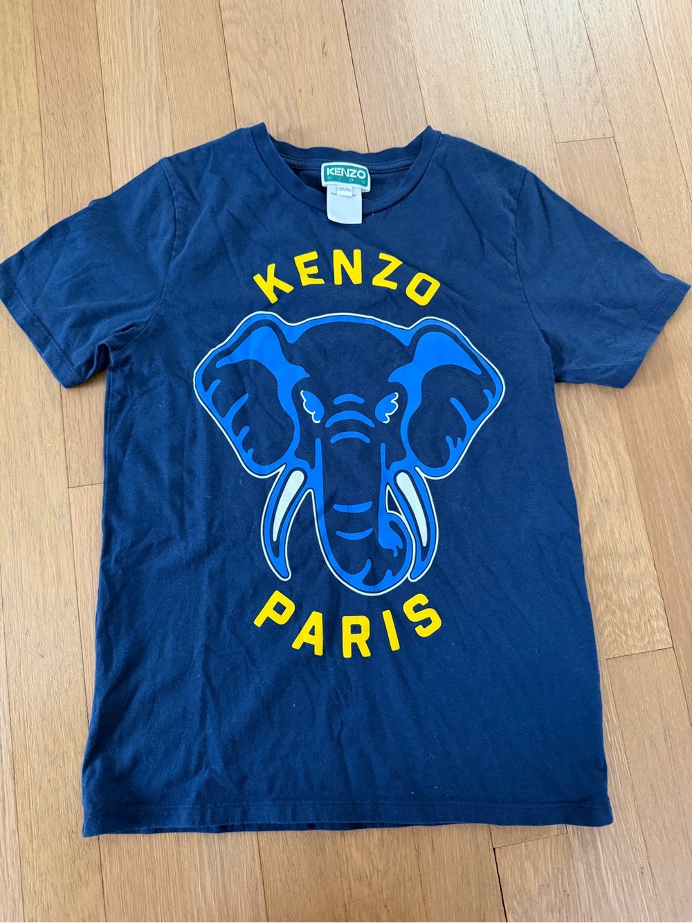 Kenzo Navy Blue Tee with Bright Yellow & Royal Blue Elephant